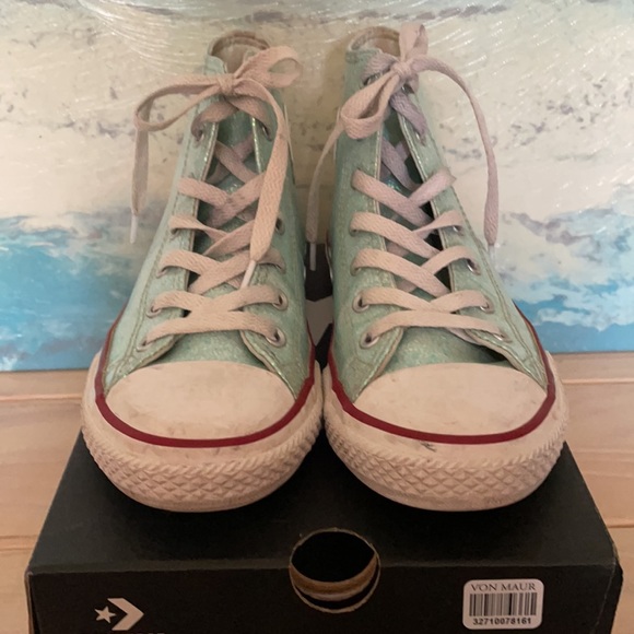 CONVERSE Chuck Taylor Teal Enamel size 3 US girls GUC - Picture 2 of 9